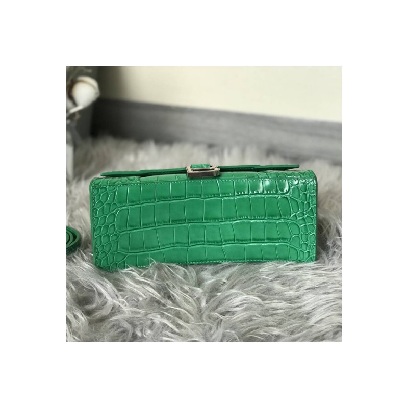 Balenciaga Hourglass S Croc-Effect Leather Tote