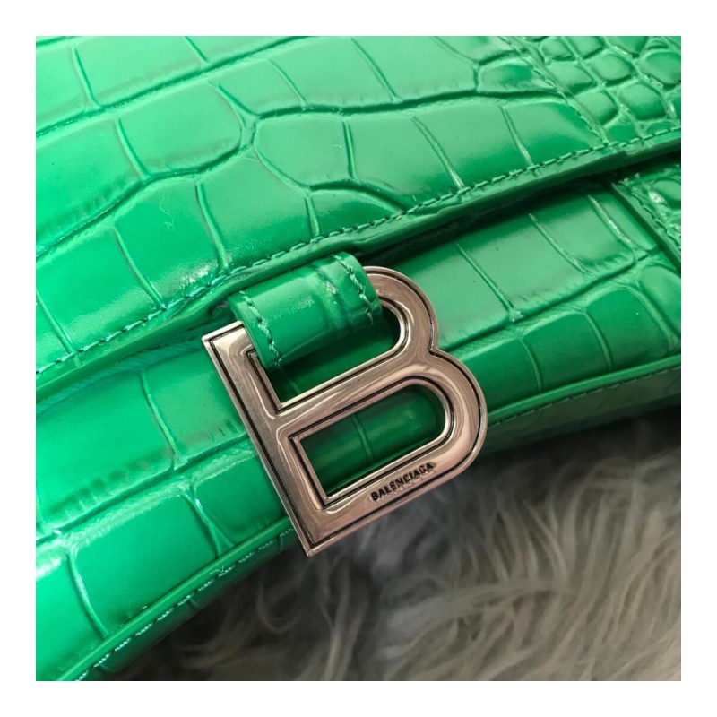 Balenciaga Hourglass S Croc-Effect Leather Tote