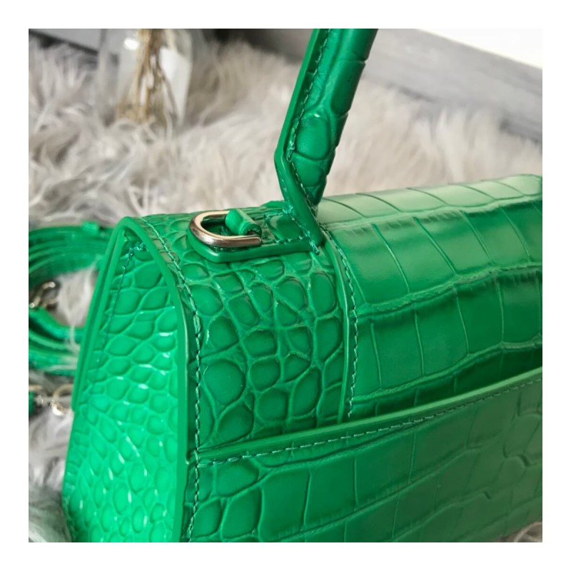 Balenciaga Hourglass S Croc-Effect Leather Tote