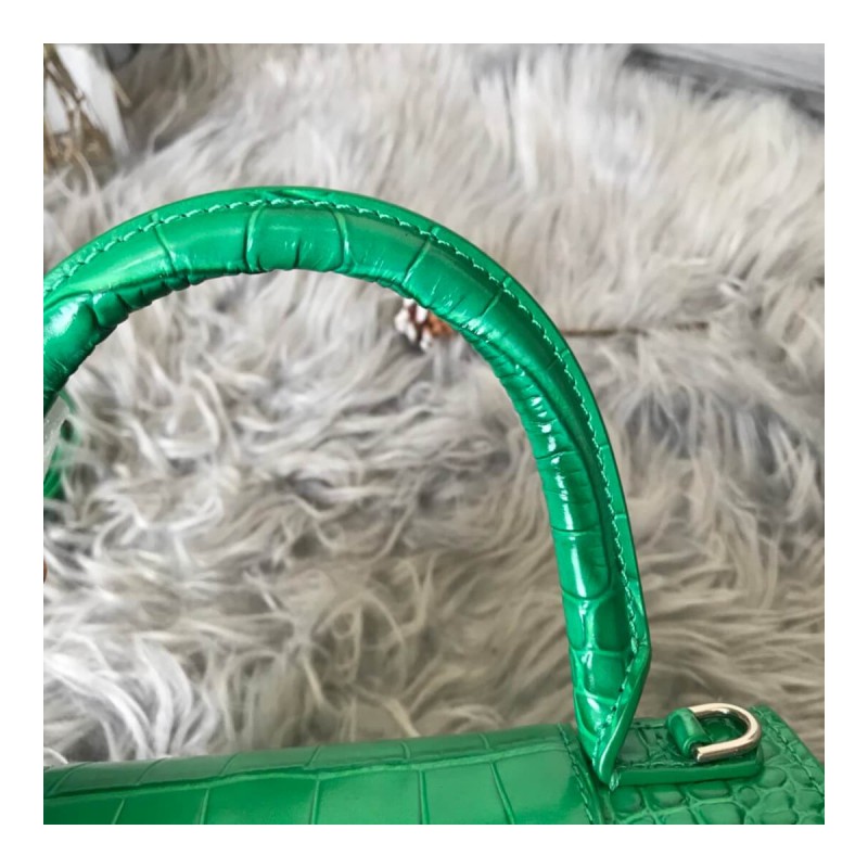 Balenciaga Hourglass S Croc-Effect Leather Tote