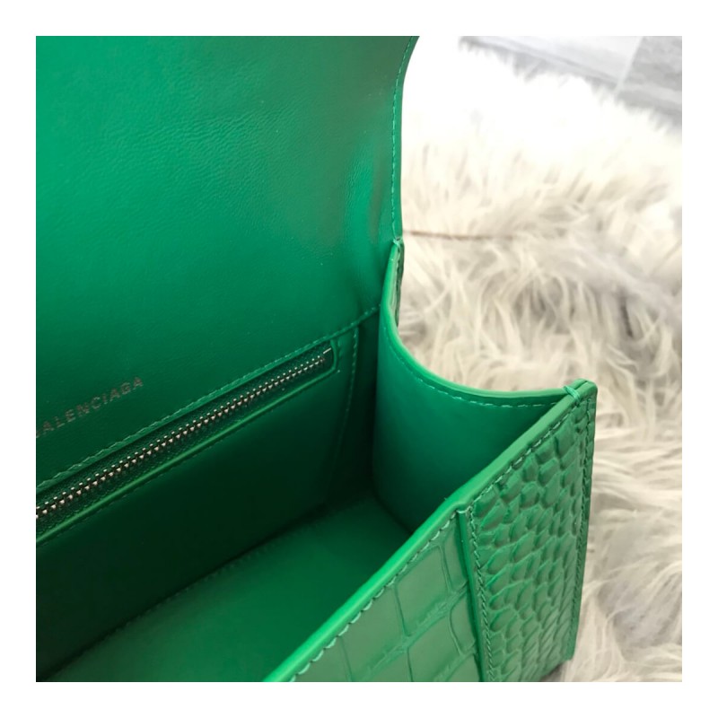 Balenciaga Hourglass S Croc-Effect Leather Tote