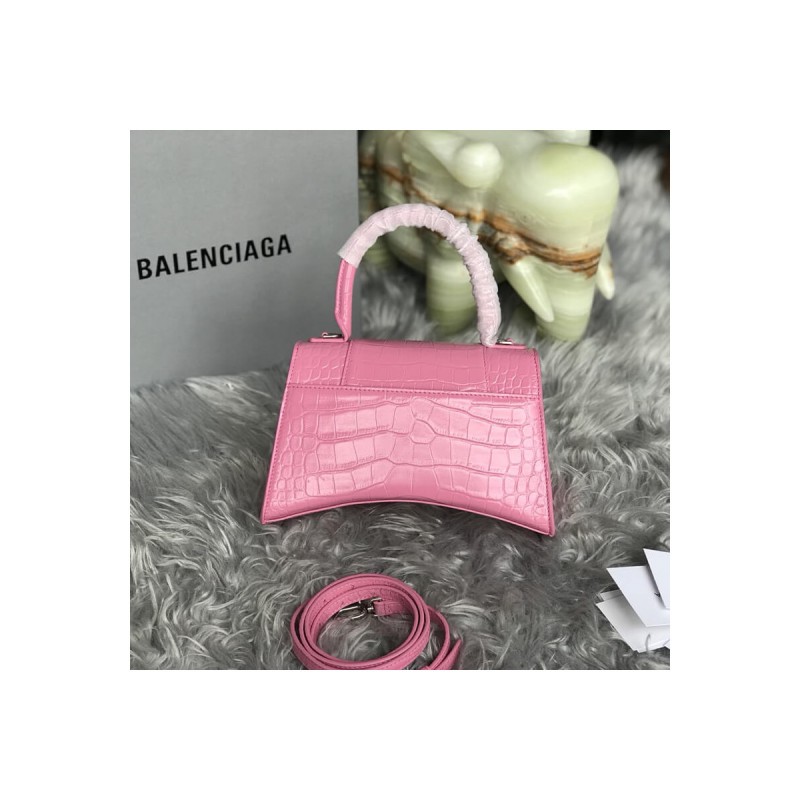 Balenciaga Hourglass S Croc-Effect Leather Tote