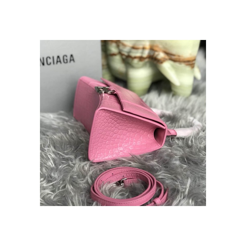 Balenciaga Hourglass S Croc-Effect Leather Tote