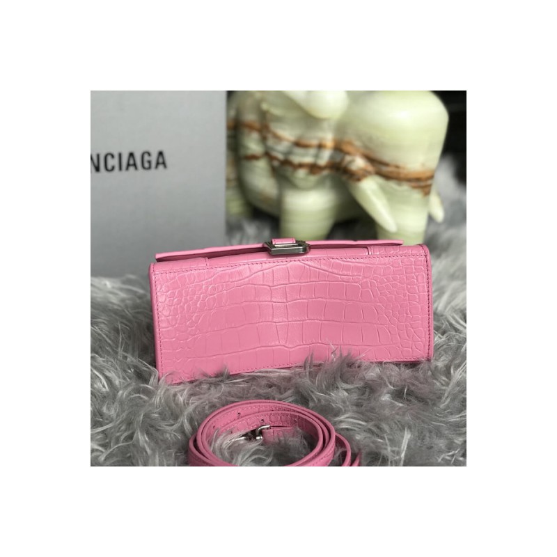 Balenciaga Hourglass S Croc-Effect Leather Tote