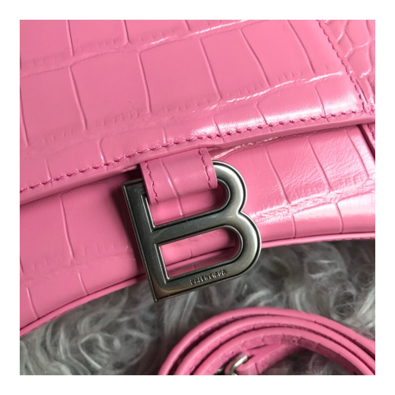 Balenciaga Hourglass S Croc-Effect Leather Tote