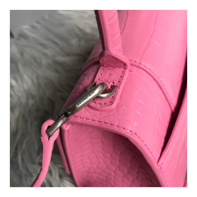 Balenciaga Hourglass S Croc-Effect Leather Tote
