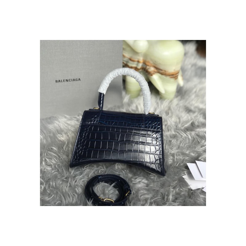Balenciaga Hourglass S Croc-Effect Leather Tote