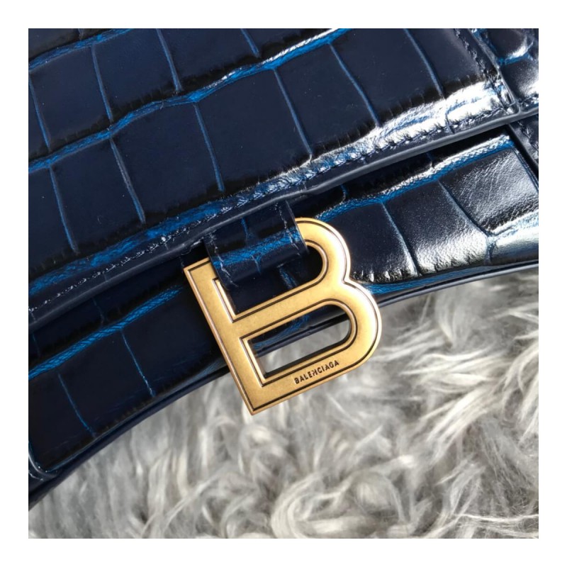 Balenciaga Hourglass S Croc-Effect Leather Tote