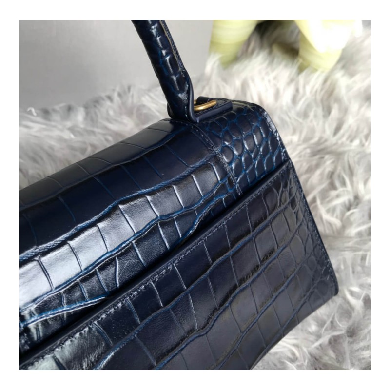 Balenciaga Hourglass S Croc-Effect Leather Tote