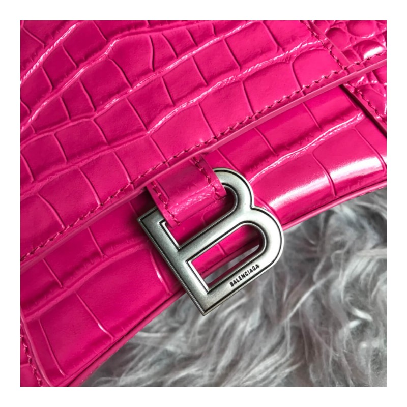 Balenciaga Hourglass S Croc-Effect Leather Tote