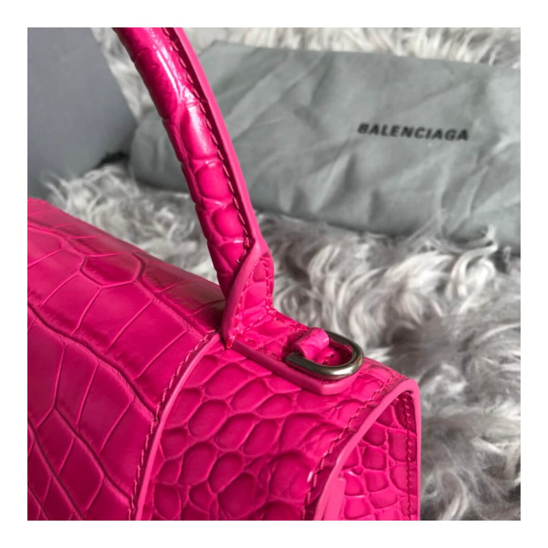 Balenciaga Hourglass S Croc-Effect Leather Tote