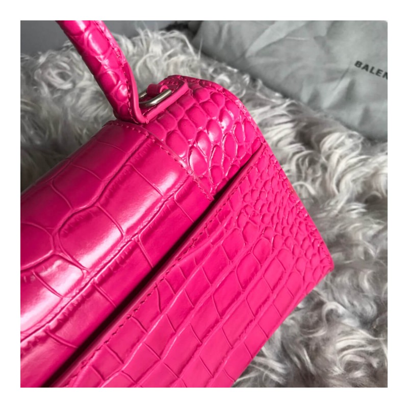 Balenciaga Hourglass S Croc-Effect Leather Tote