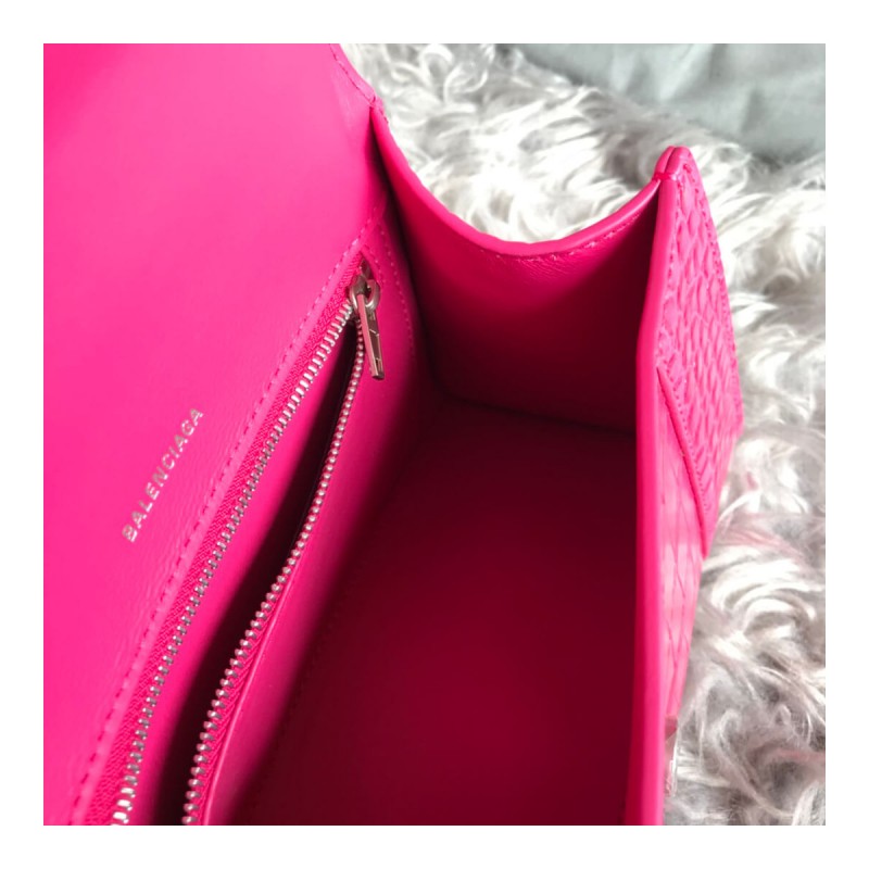 Balenciaga Hourglass S Croc-Effect Leather Tote