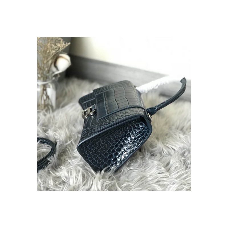 Balenciaga Hourglass S Croc-Effect Leather Tote