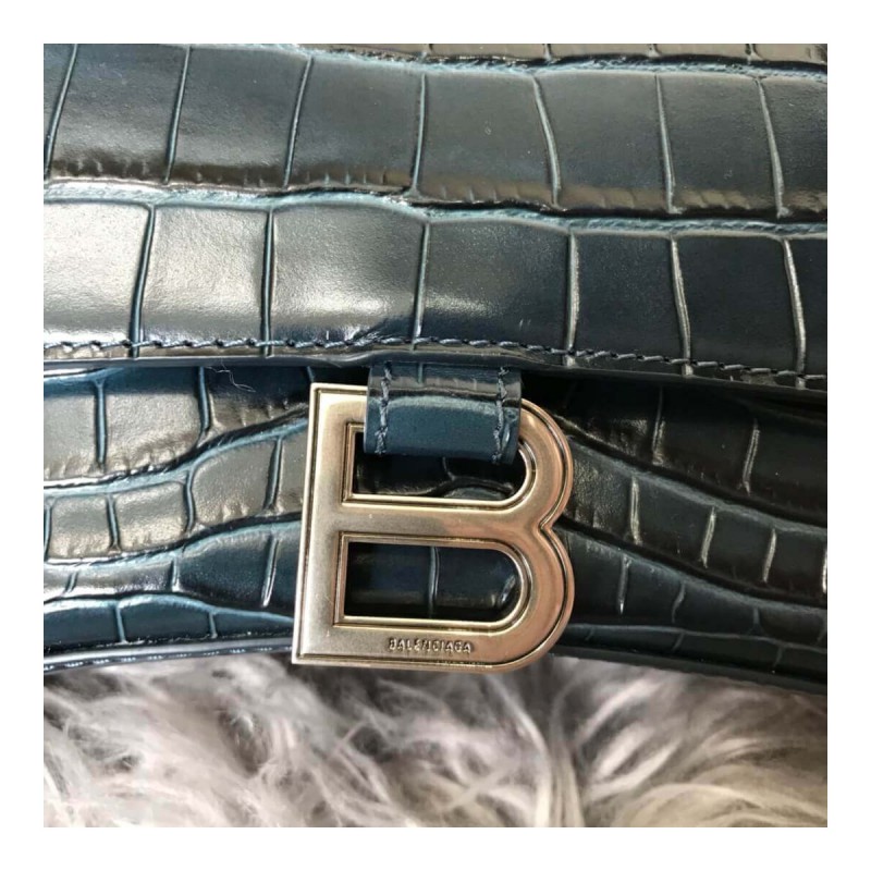 Balenciaga Hourglass S Croc-Effect Leather Tote