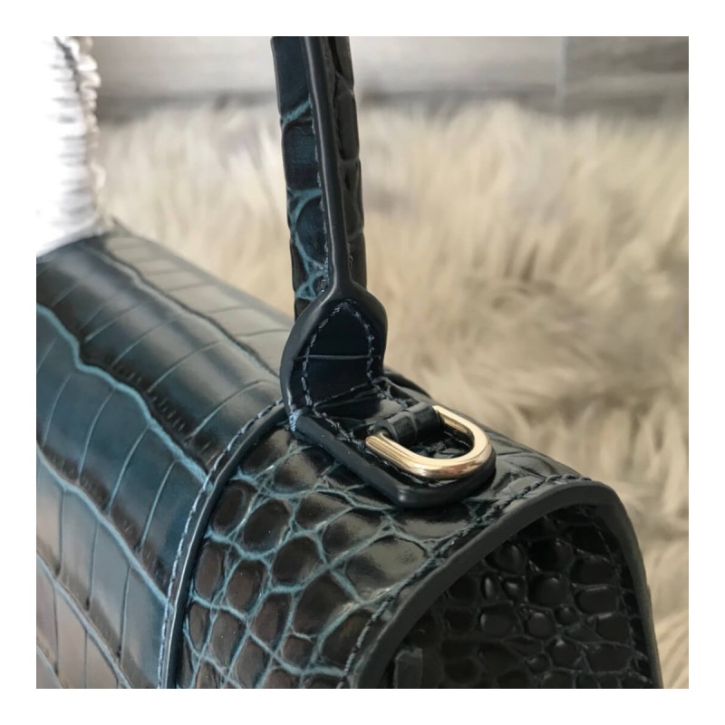 Balenciaga Hourglass S Croc-Effect Leather Tote