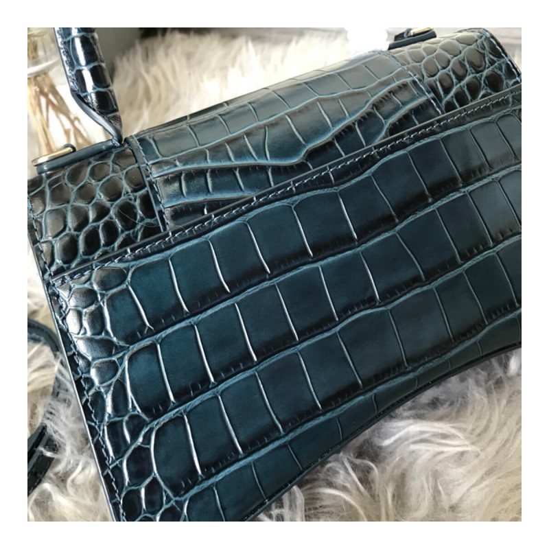 Balenciaga Hourglass S Croc-Effect Leather Tote