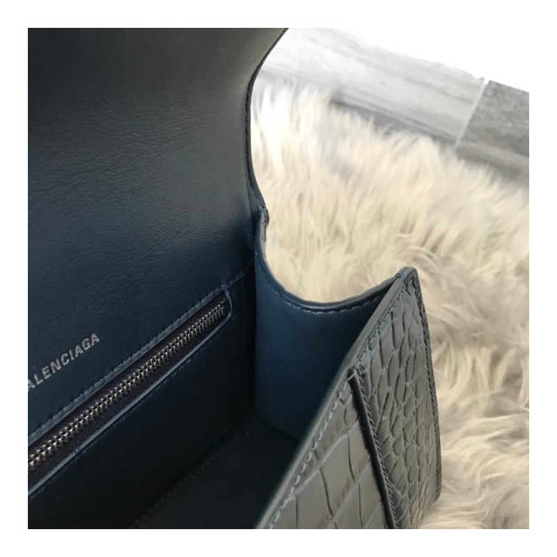 Balenciaga Hourglass S Croc-Effect Leather Tote