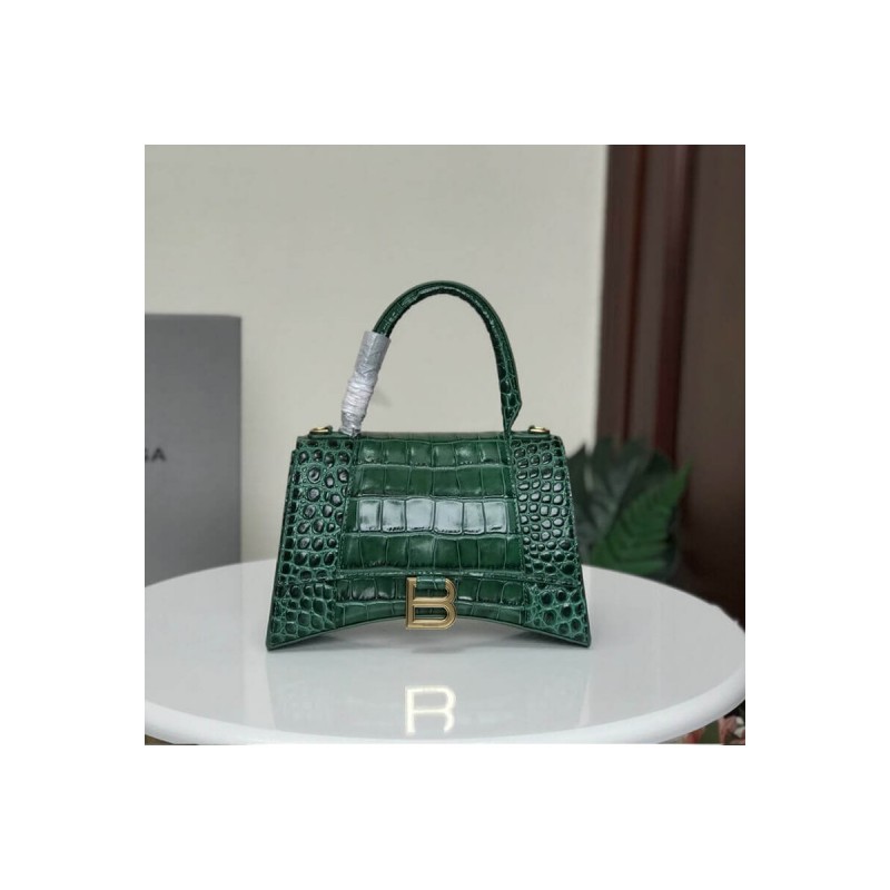 Balenciaga Hourglass S Croc-Effect Leather Tote
