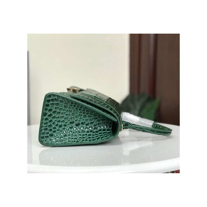 Balenciaga Hourglass S Croc-Effect Leather Tote