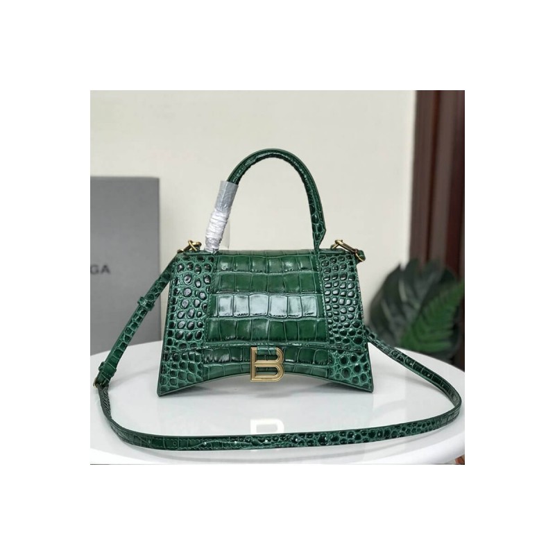 Balenciaga Hourglass S Croc-Effect Leather Tote