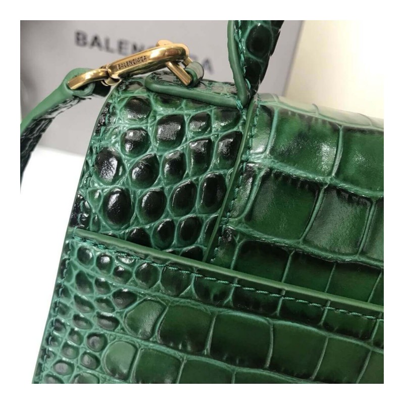Balenciaga Hourglass S Croc-Effect Leather Tote
