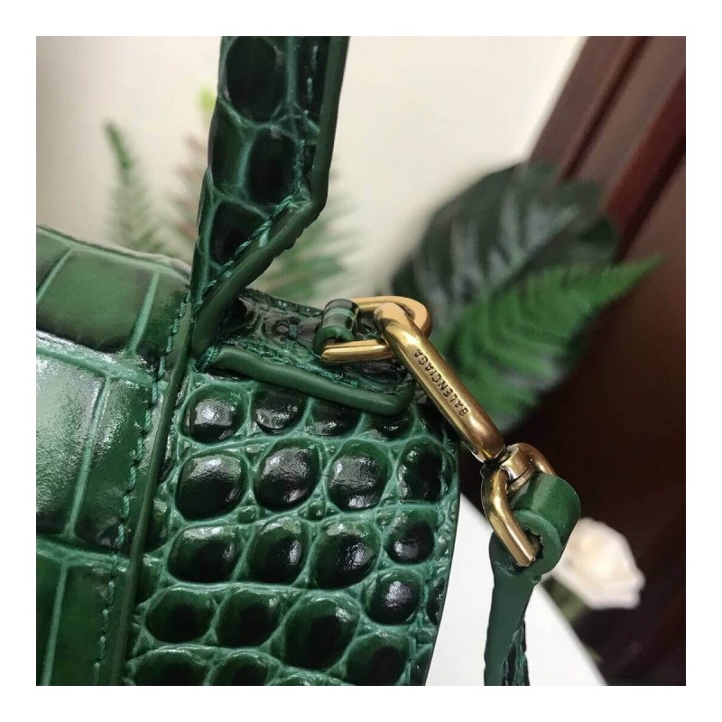 Balenciaga Hourglass S Croc-Effect Leather Tote