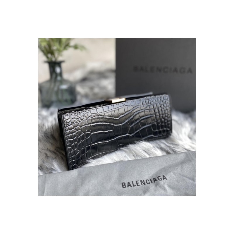 Balenciaga Hourglass S Croc-Effect Leather Tote