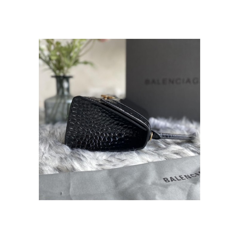 Balenciaga Hourglass S Croc-Effect Leather Tote