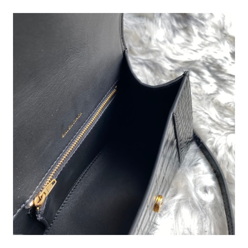 Balenciaga Hourglass S Croc-Effect Leather Tote