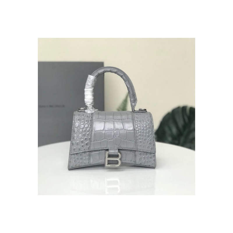 Balenciaga Hourglass XS Croc-Effect Leather Tote