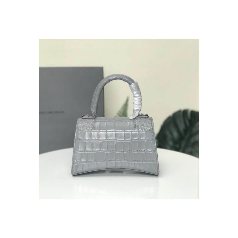 Balenciaga Hourglass XS Croc-Effect Leather Tote