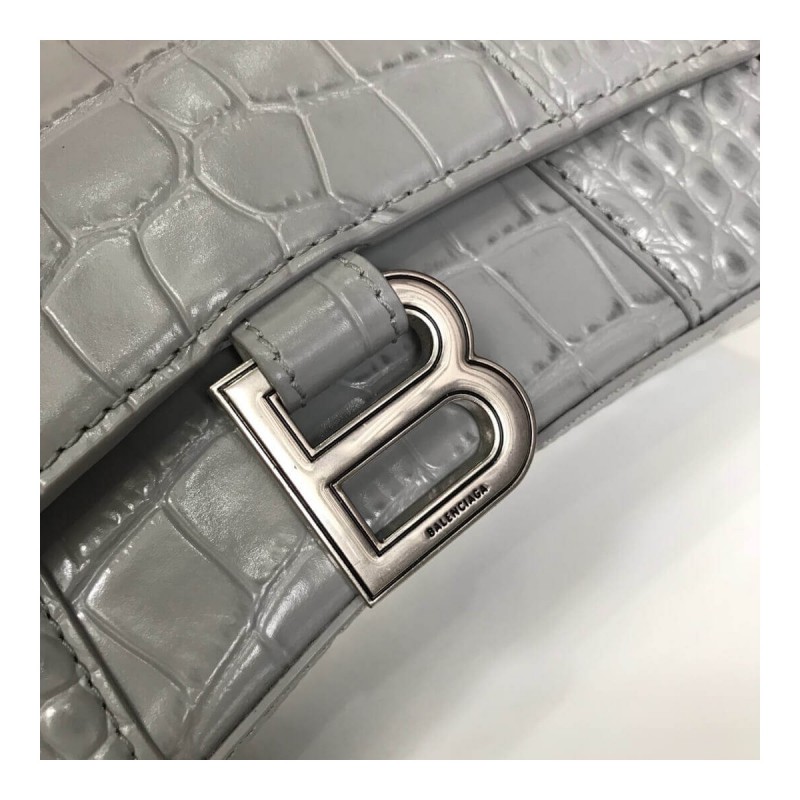 Balenciaga Hourglass XS Croc-Effect Leather Tote