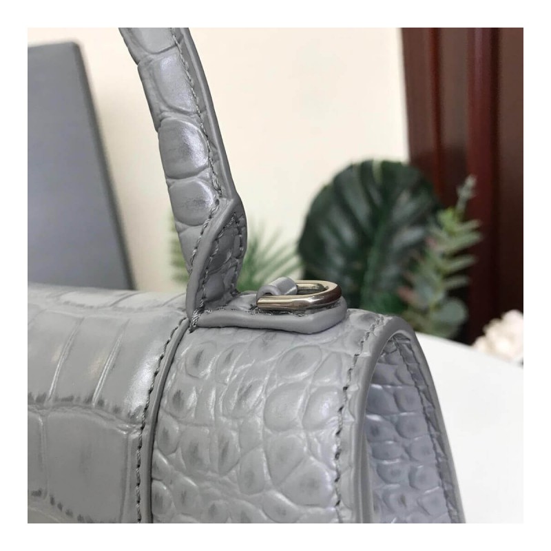 Balenciaga Hourglass XS Croc-Effect Leather Tote