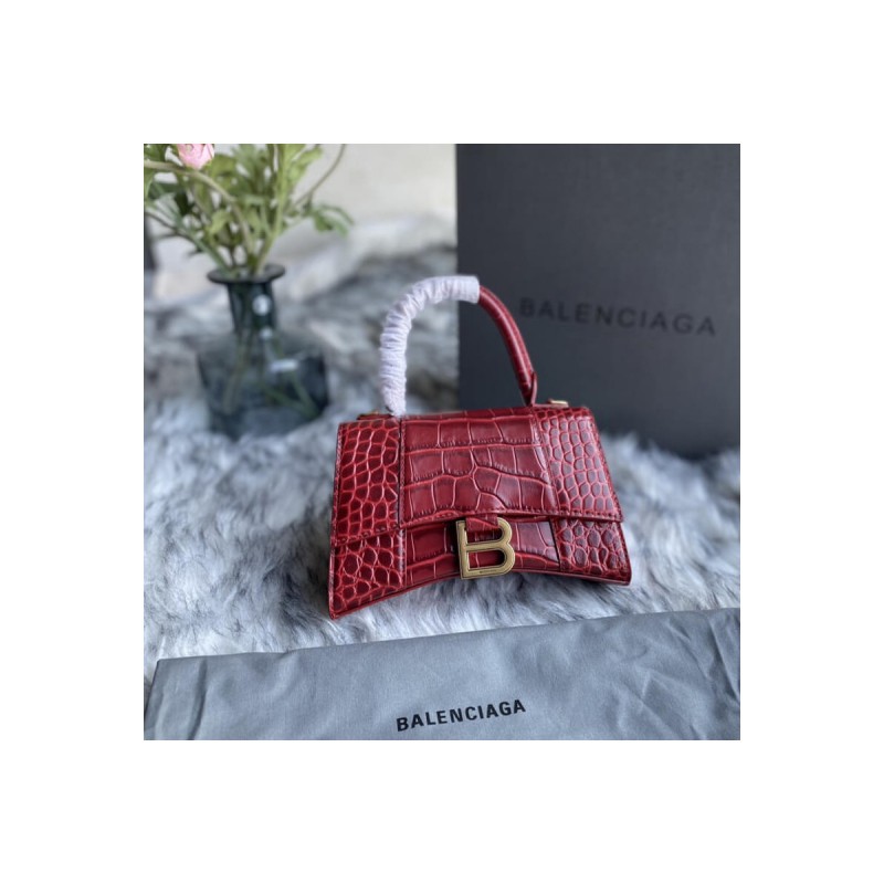 Balenciaga Hourglass XS Croc-Effect Leather Tote