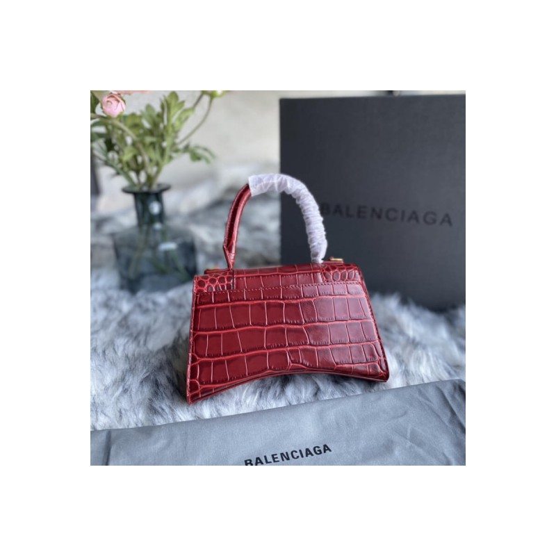 Balenciaga Hourglass XS Croc-Effect Leather Tote