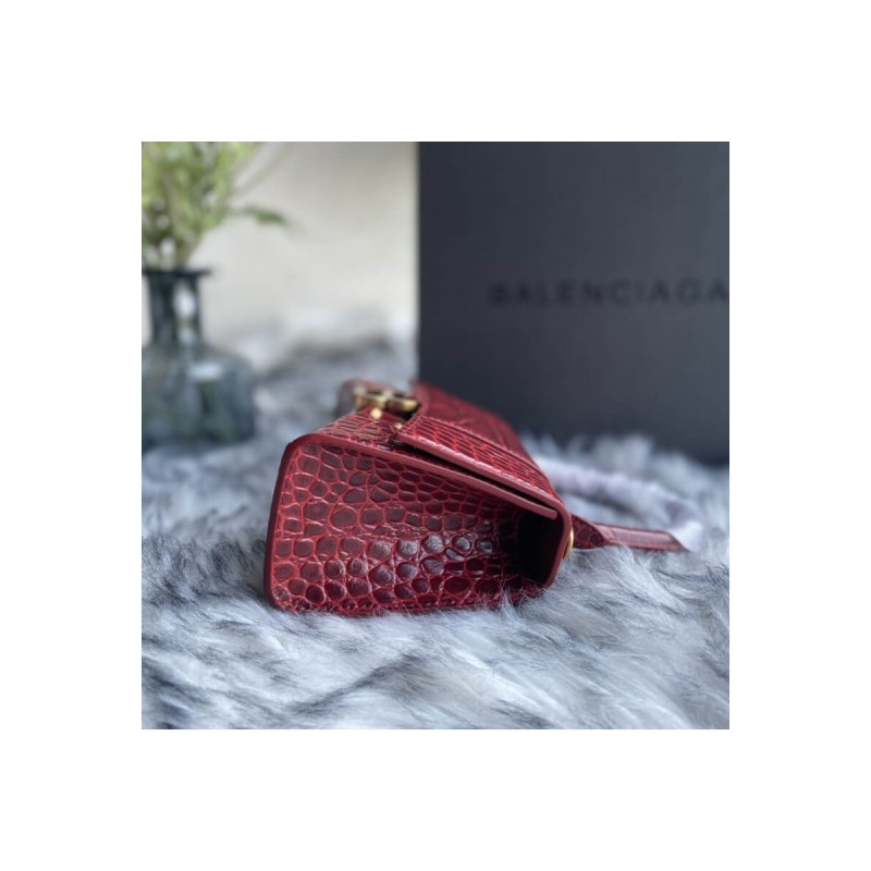Balenciaga Hourglass XS Croc-Effect Leather Tote
