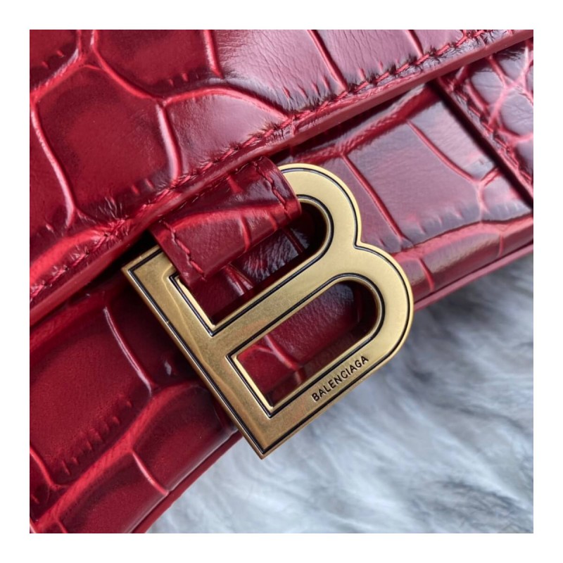 Balenciaga Hourglass XS Croc-Effect Leather Tote