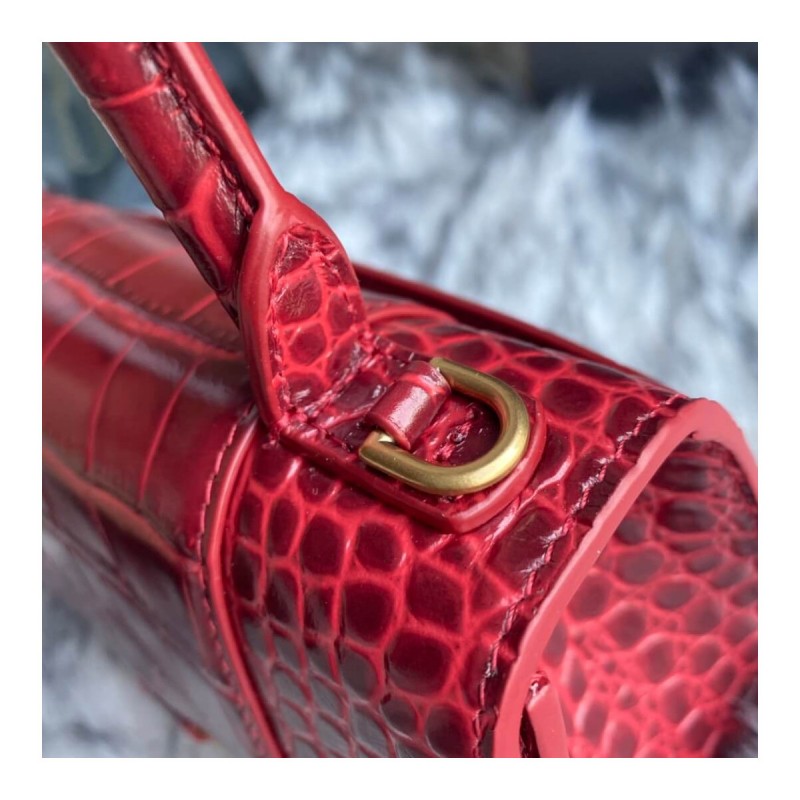 Balenciaga Hourglass XS Croc-Effect Leather Tote