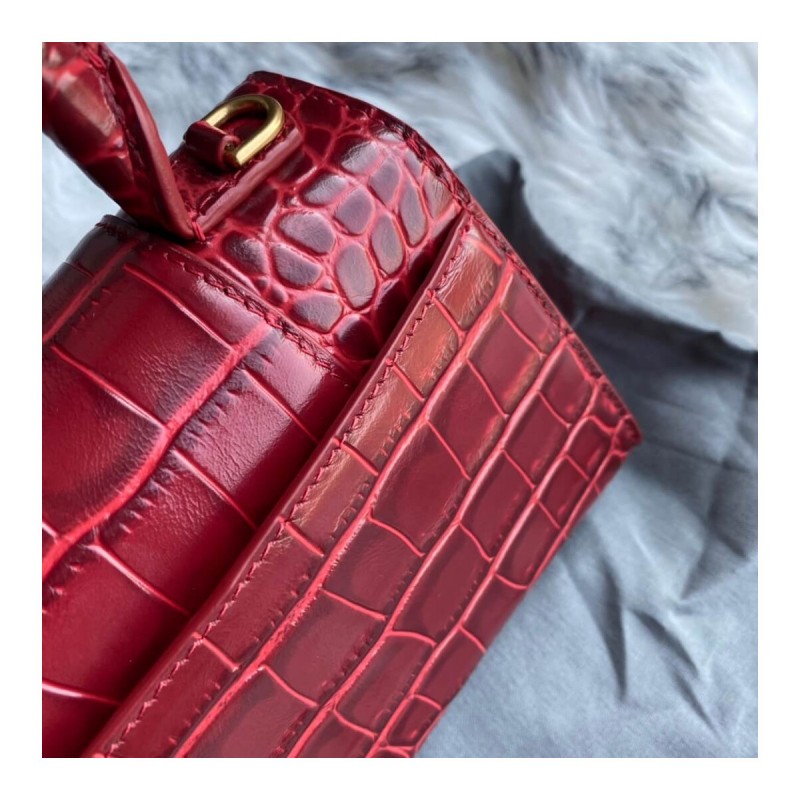 Balenciaga Hourglass XS Croc-Effect Leather Tote