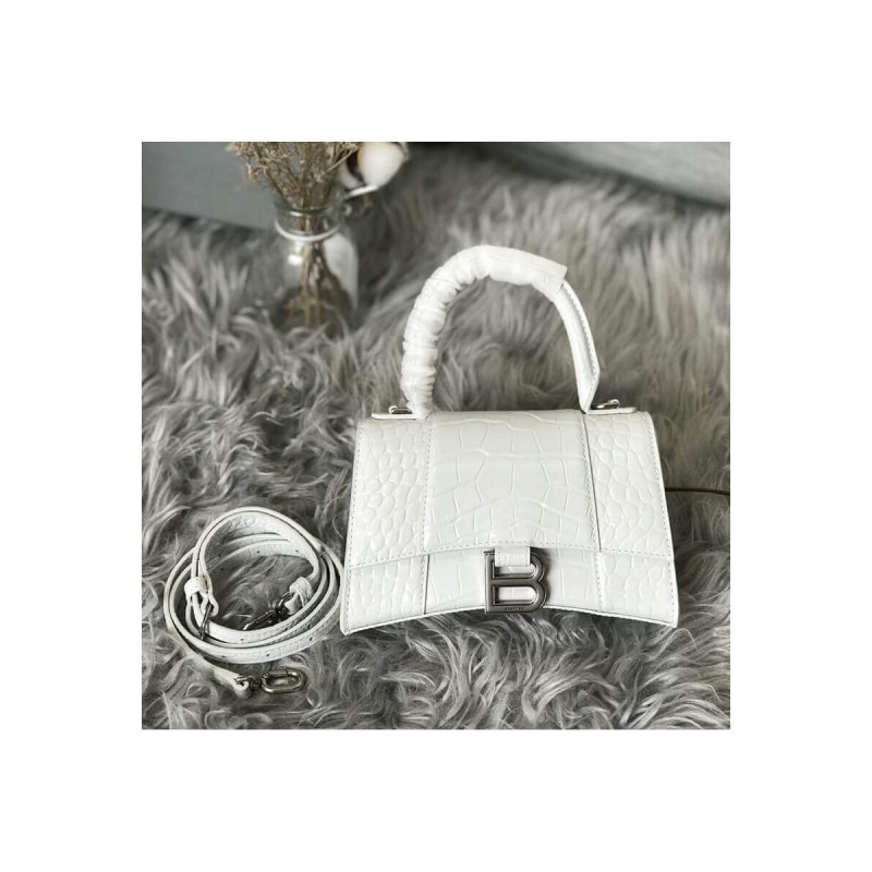 Balenciaga Hourglass XS Croc-Effect Leather Tote