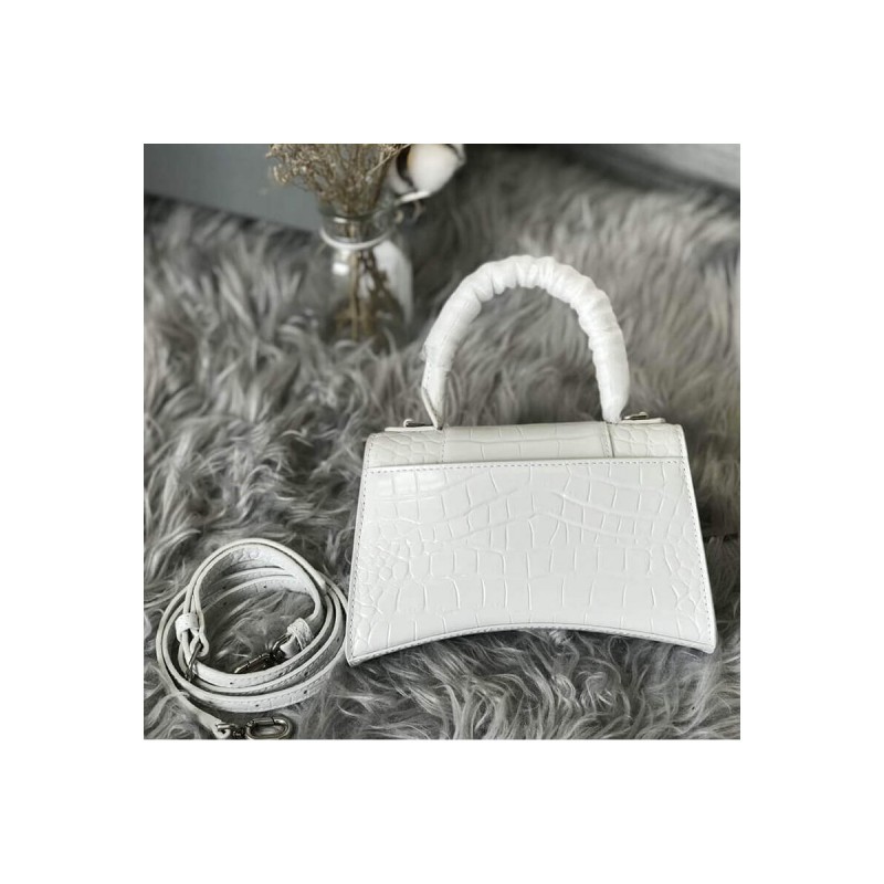 Balenciaga Hourglass XS Croc-Effect Leather Tote