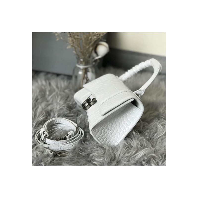 Balenciaga Hourglass XS Croc-Effect Leather Tote