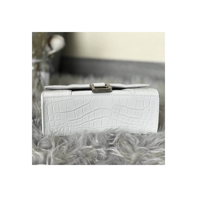 Balenciaga Hourglass XS Croc-Effect Leather Tote