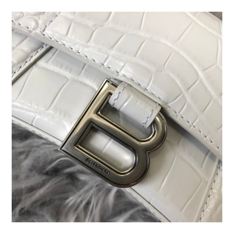 Balenciaga Hourglass XS Croc-Effect Leather Tote