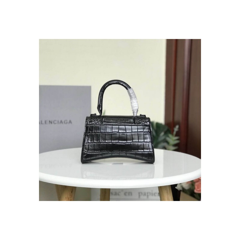Balenciaga Hourglass XS Croc-Effect Leather Tote
