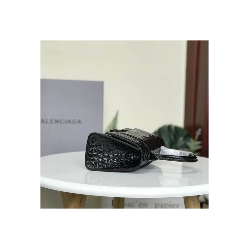 Balenciaga Hourglass XS Croc-Effect Leather Tote