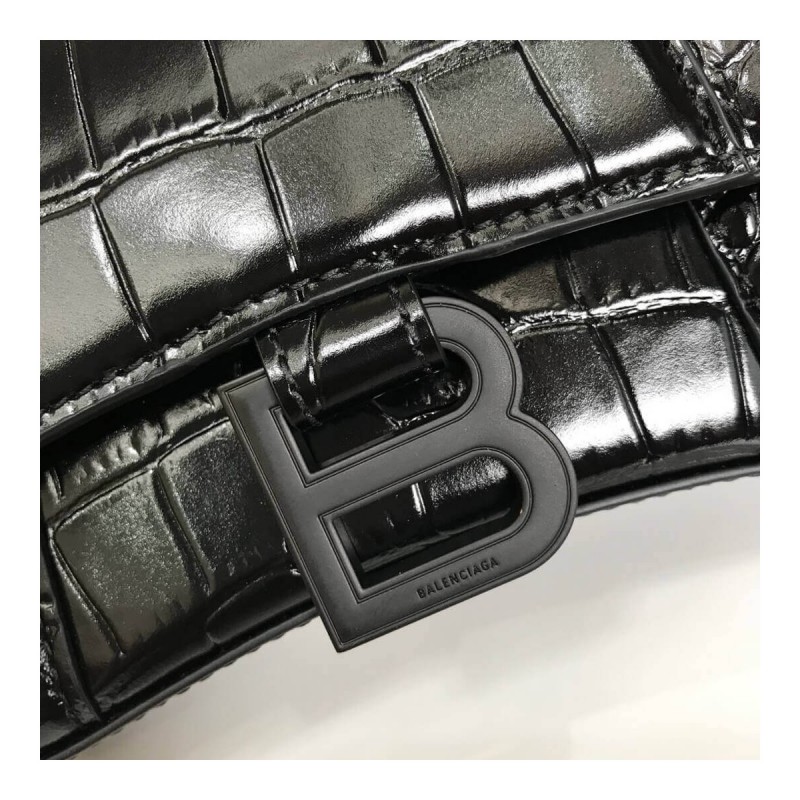 Balenciaga Hourglass XS Croc-Effect Leather Tote