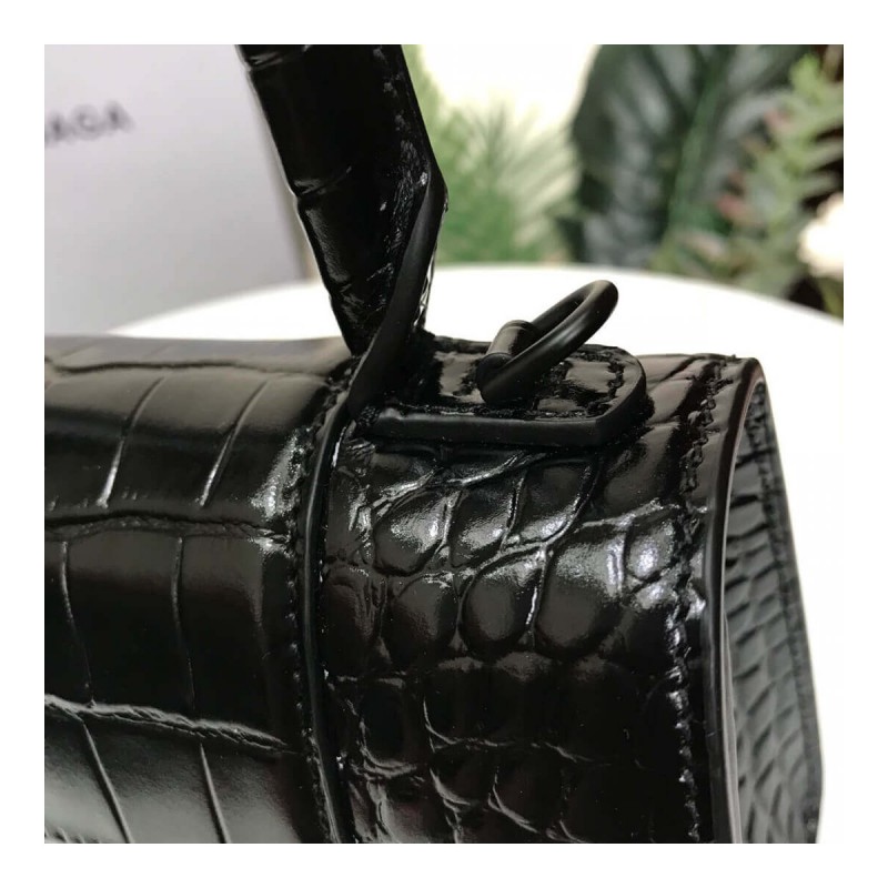Balenciaga Hourglass XS Croc-Effect Leather Tote