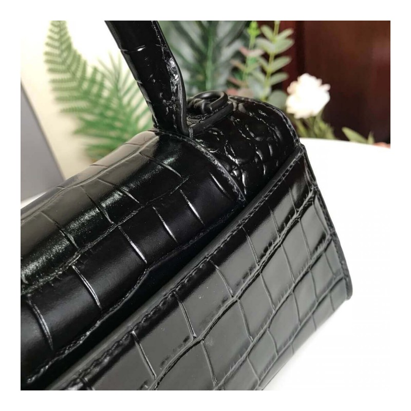 Balenciaga Hourglass XS Croc-Effect Leather Tote